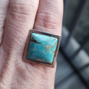 Sterling Silver 925 Jay King DTR Desert Rose Trading Turquoise Square Cut Ring